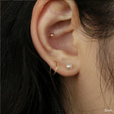 14Kゴールドスワロフスキーパールピアス/14K Gold Swarovski Pearl Piercing (bar 6mm / pearl 5mm)