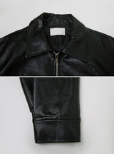 Classic Black Crop Leather Jacket