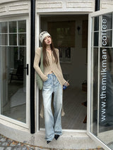 オートミールロングショートカーディガン