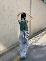 リル16スポーティーメッシュクロップ半袖Tシャツ / RilU 16 Sporty Mesh Crop Short-Sleeved T-Shirt
