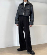 フレンチ レザー クロップジャケット / MO French Leather Cropped Jacket (2 colors)