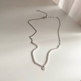 juro サージカルスチールパールハートスマイルキッチュレイヤードショートネックレス / juro Surgical Steel Pearl Heart Smile Kitch Layered Short Necklace