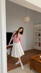 round semi ribbed long sleeve tee