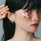 [925 SILVER] クリスタルリボンピアス