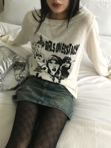Koga see-through printed boat neck knit t-shirt