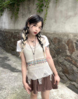 モリガールリネンバンディングパンツスカート / Morigirl linen banding pantskirt