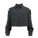 フローラルコンバーチブルクロップドシャツ/FLORAL CONVERTIBLE CROPPED SHIRT