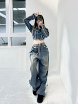 ジェンダメージワイドデニムパンツ/[High quality] 790. Jen damage wide denim pt