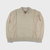 LINE OPEN COLLAR KNIT (BEIGE) (6675326009462)