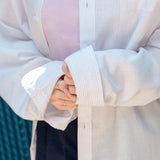 リネンビックオーバーシャツ/LinenLinen Big Overfit Crayon Stripe Shirt S81 Light Lilac