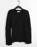 Laffen angora side diagonal slit damage long sleeve knit