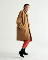 UNISEX WOOL RAGLAN HIDDEN COAT W - TWILL CAMEL (6636060835958)