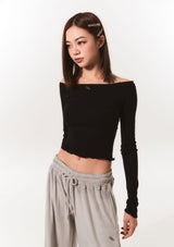 smooth off shoulder top - black