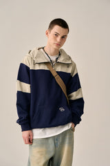 COLOR TONING PATTERN ANORAK -NAVY