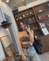 エッセンシャルオフザショルダースリーブレストップ
