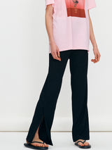 Side Slit crinkle pants - Black (6699535794294)