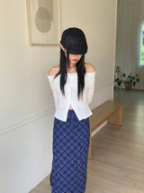 Kimo y2k retro check long skirt