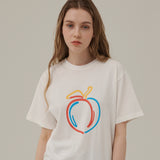 リラックスフィットピーチプリントTシャツ / RELAXED FIT PEACH PRINT T-SHIRT_WHITE