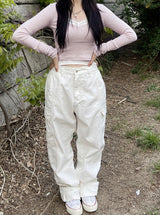 ステッチワイドコットンカーゴパンツ / Stitch Wide Cotton Cargo Pants