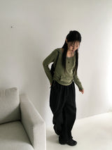 Elt ボカシシャーリングストラップスリムフードTシャツ