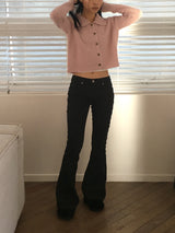 Habe low-rise slab cotton bootcut pants