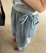 ribbon string pants (blue-gray)