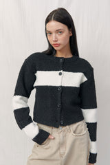  ALPACA BOOKLE KNIT CARDIGAN / BLACK