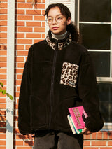 (JP-21705) LEOPARD FLEECE JUMPER BLACK (6605060472950)