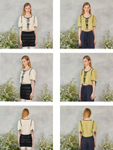 リンクルリボンパフブラウス / Wrinkle Ribbon Puff Blouse (2colors)