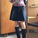 Heta プリーツ デニム ミディ テニス スカート