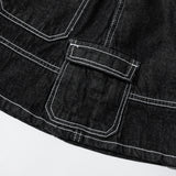 スティッチデニムミニスカート / STITCH POINT DENIM MINI SKIRT - BLACK