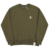 [UNISEX] Flower bear embroidery smile white clip sweatshirt (6658486435958)