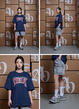 [24SS] VARSITY LOGO EMBOSSING PRINTING SHORT SLEEVE T-SHIRT LIGHT YELLOW