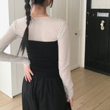 Hiz Dot See-through Layered Inner Long Sleeve T-Shirt