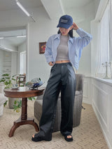 レザーストレートトラウザーズ / leather straight trousers