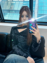Halloween Shirring Long Sleeve Tee