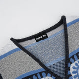 シークレットパターンニットジップアップベスト/SECRET PATTERN KNIT ZIP UP VEST - BLUE