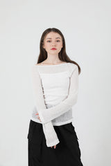 バックスリットクロップスリーブレス / Back Slit Crop Sleeveless White