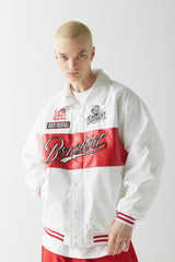 スポーティロゴカラーバーシティジャケット/BSR2223FWJK023 SPORTY LOGO COLLAR VARSITY JACKET WHITE