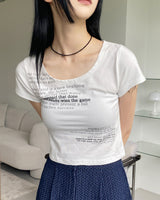 ネームレタリングプリントクロップショートスリーブTシャツ