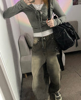 ビンテージダーティーウォッシュドデニムワイドパンツ / Vintage dirty washed denim wide pants