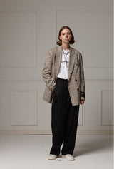 Two-button suit jacket - Beige check (4622118912118)