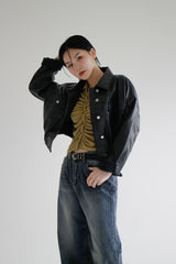 レザートラッカージャケット / Leather Trucker Jacket (2color)