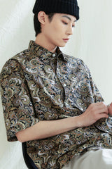 コンプレックス 1/2 シャツ / COMPLEX BYZANTINE PAISLEY 1/2 SHIRT BROWN