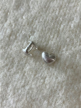 [92.5silver] matt heart one-touch earrings (wide ver.)