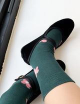 フラワーカーペットソックス / flower carpet - dark green