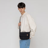 [UNISEX] Bear Smile Embroidery Cross Mini Messenger Bag_Black (6686422532214)