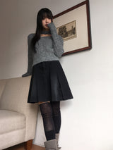 Rucle Choker Set Wool Square Neck Ribbed Knit