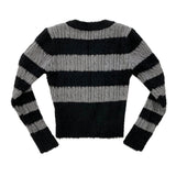 Crop stripe muffler knit set