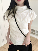 パートルプリーツエンボスハーフポーラー半袖Tシャツ/Pertle Pleated Embossed Half Polar Short Sleeve T-Shirt